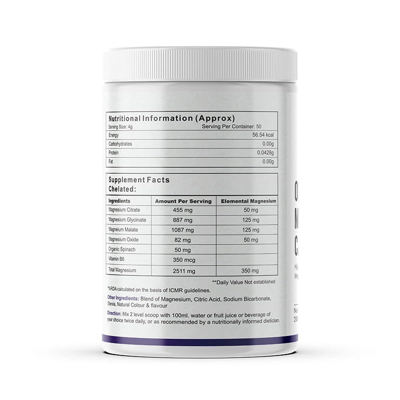 Autoimmunity Care Optimal Magnesium Care – 4-in-1 Magnesium Complex with B6 | Magnesum Glycinate, Citrate, Malate & Oxide | Supplement for Sleep, Stress, Muscle Cramps, Bones & Nerves | 200 gm (50 Servings)