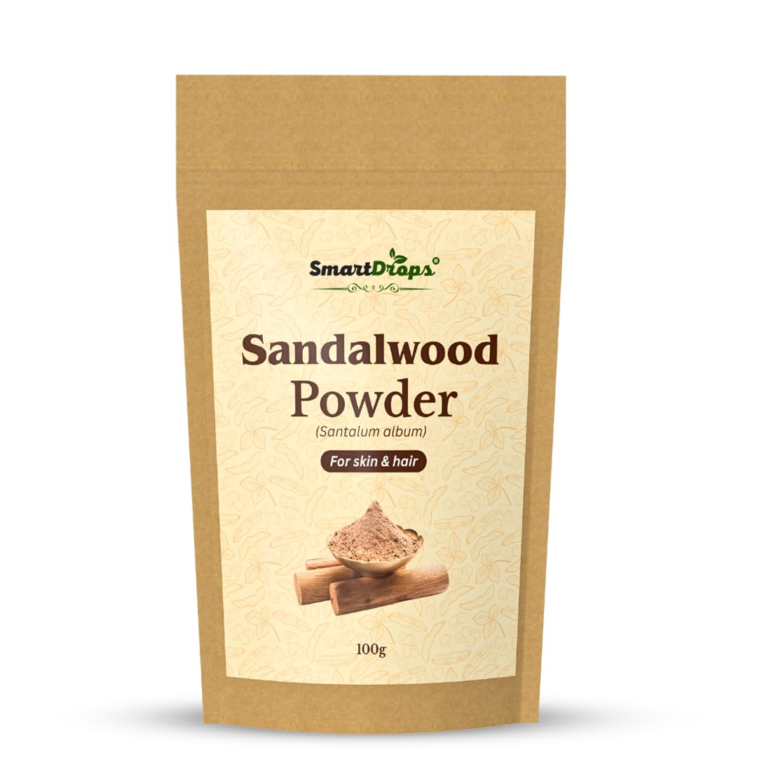 Smartdrops Sandalwood Powder for Hair and Skin Face Pack Hair Mask Mixing Powder for DIY Beauty and Scalp Care Routine | Sandalwood Powder Face Pack for Glowing Skin & Tan Removal | 100g (Pack-1)