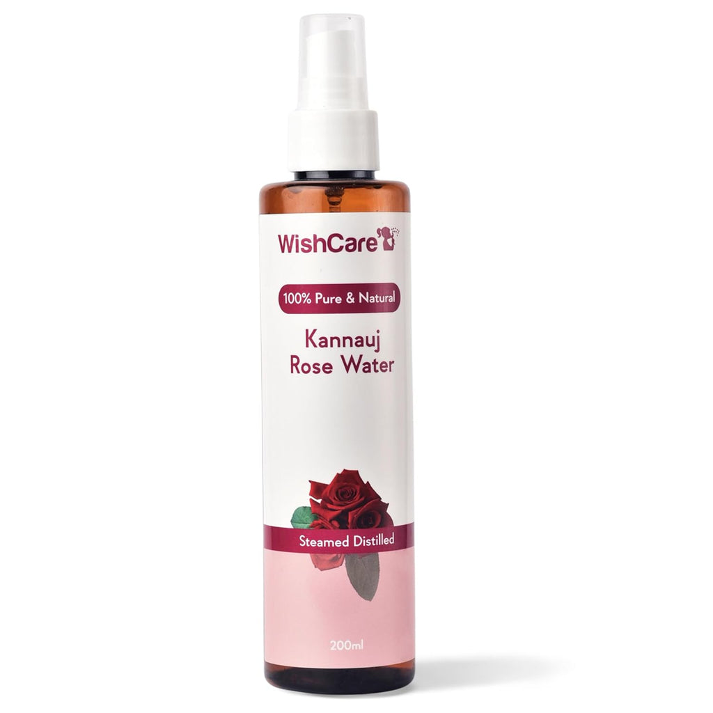 WishCare 100% Pure & Natural Rose Water For Face, Skin & Hair - Rose Water Toner for Glowing Skin - Free from Paraben & Alcohol 200ml