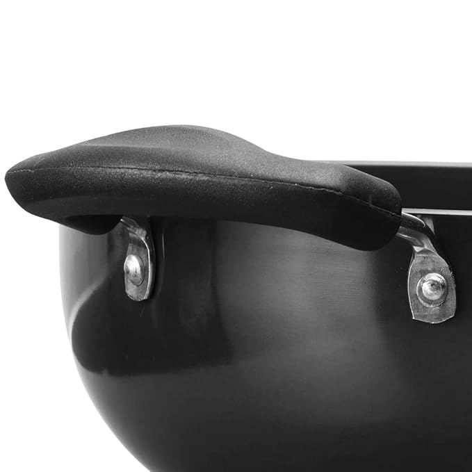 Vinod Black Pearl Plus Hard Anodised Deep Kadhai with Lid - 4.1 Litre, 26 cm | 3.25mm Thick | Natural Stick Free Kadai