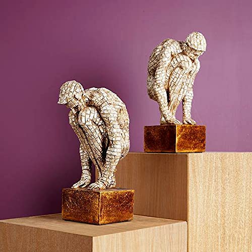 Indicast Resin Surreal Bricked Man Table Accent Showpiece for Home Décor Desk Organizer