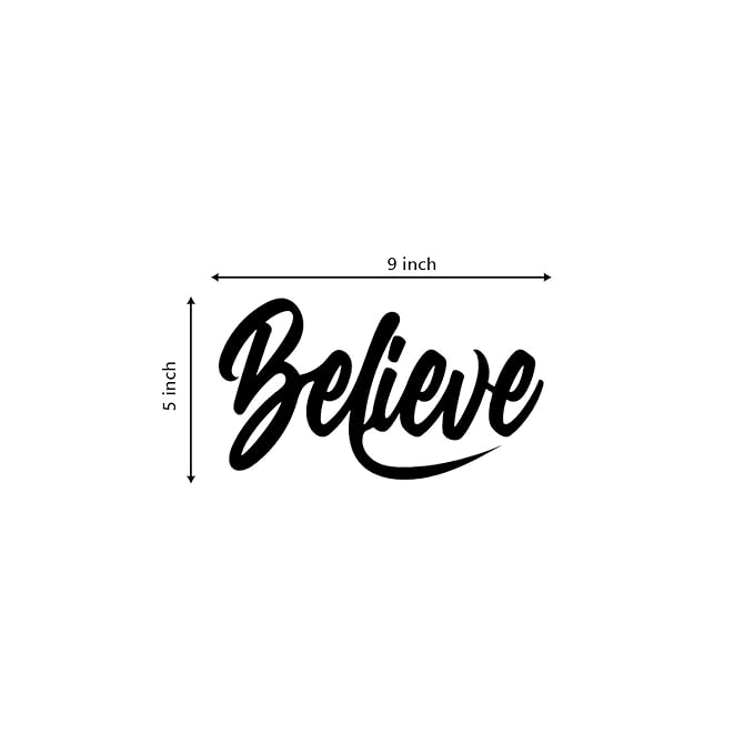 Ecraftindia Believe Black Engineered Wood Cutout Wall Art Decor | Wall Decoration Items | Wooden Wall Decor Item
