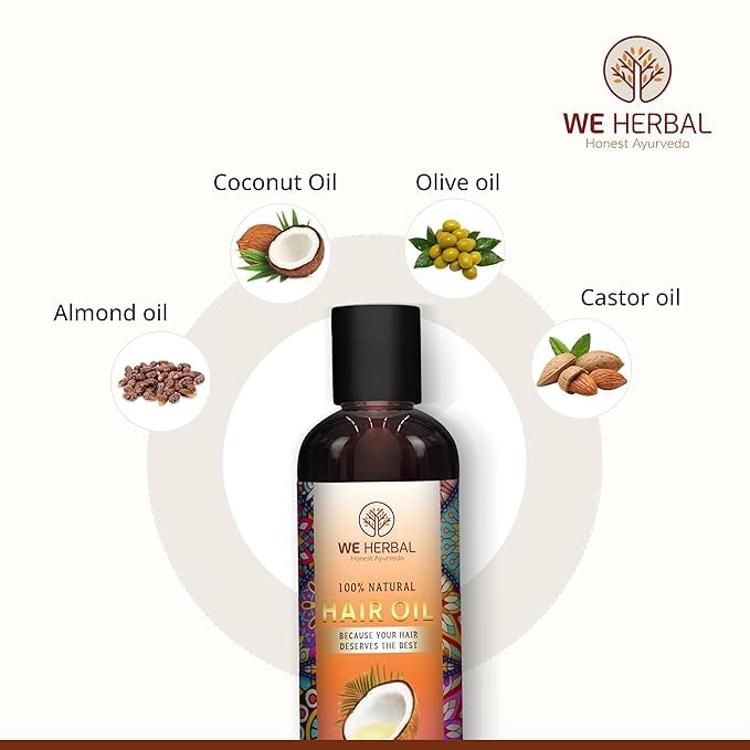 WE HERBAL Natural Hair Oil for Men & Women, Promotes Hair Growth, Prevents Premature Greying & Hair Fall, Chemical Free, For All Hair Types, 100ml
