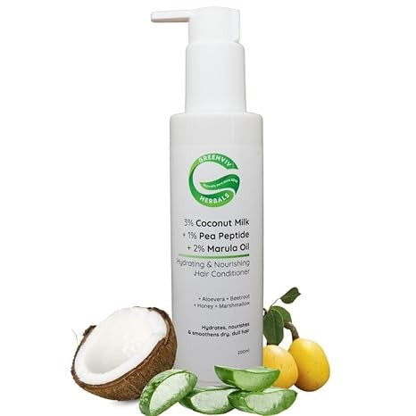Greenviv 3% Coconut Milk + 1% Pea Peptide + 2% Marula Oil Hydrating & Nourishing Hair Conditioner - 200 ml
