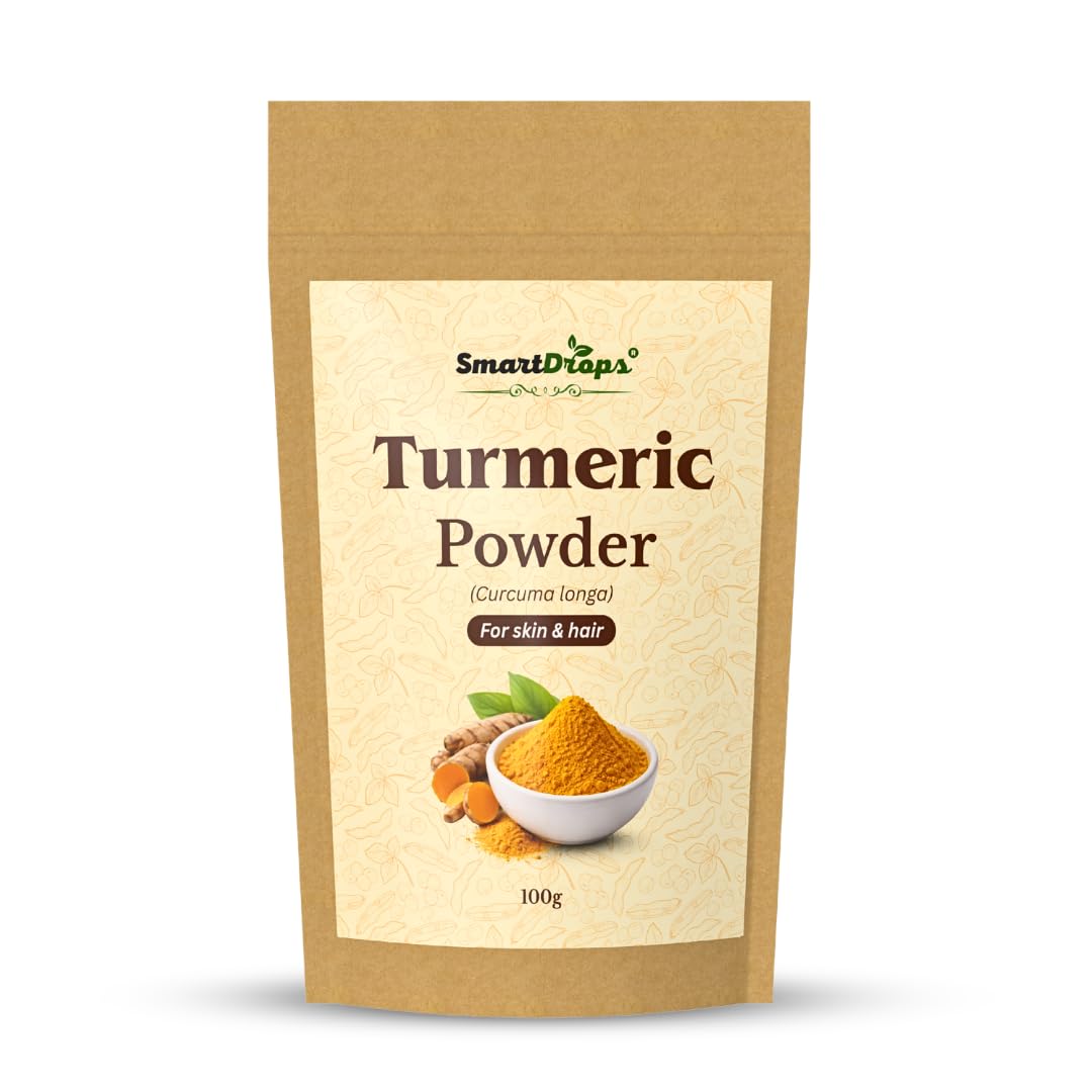 Smartdrops Turmeric Powder | Haldi Powder For face | Turmeric Powderr Face Pack For Glowing Skin | Turmeric Powder For Skin And Hair | For Hair Mask Use | For Skin Care Routine | For Men & Women - 100g (Pack 1)