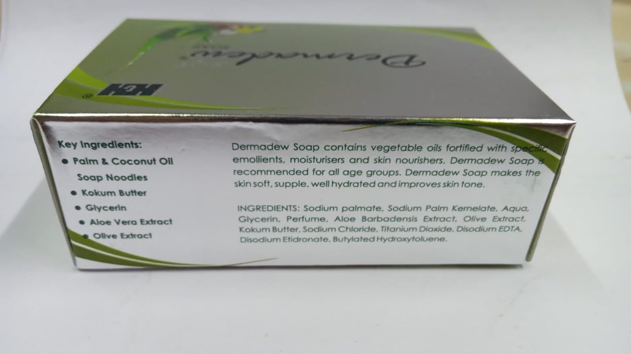 Dermadew Soap Vegetable Oils Fortified With Specific Emollients, Moisturizers, and Skin Nourishes - 75 Gms | Pack of 4