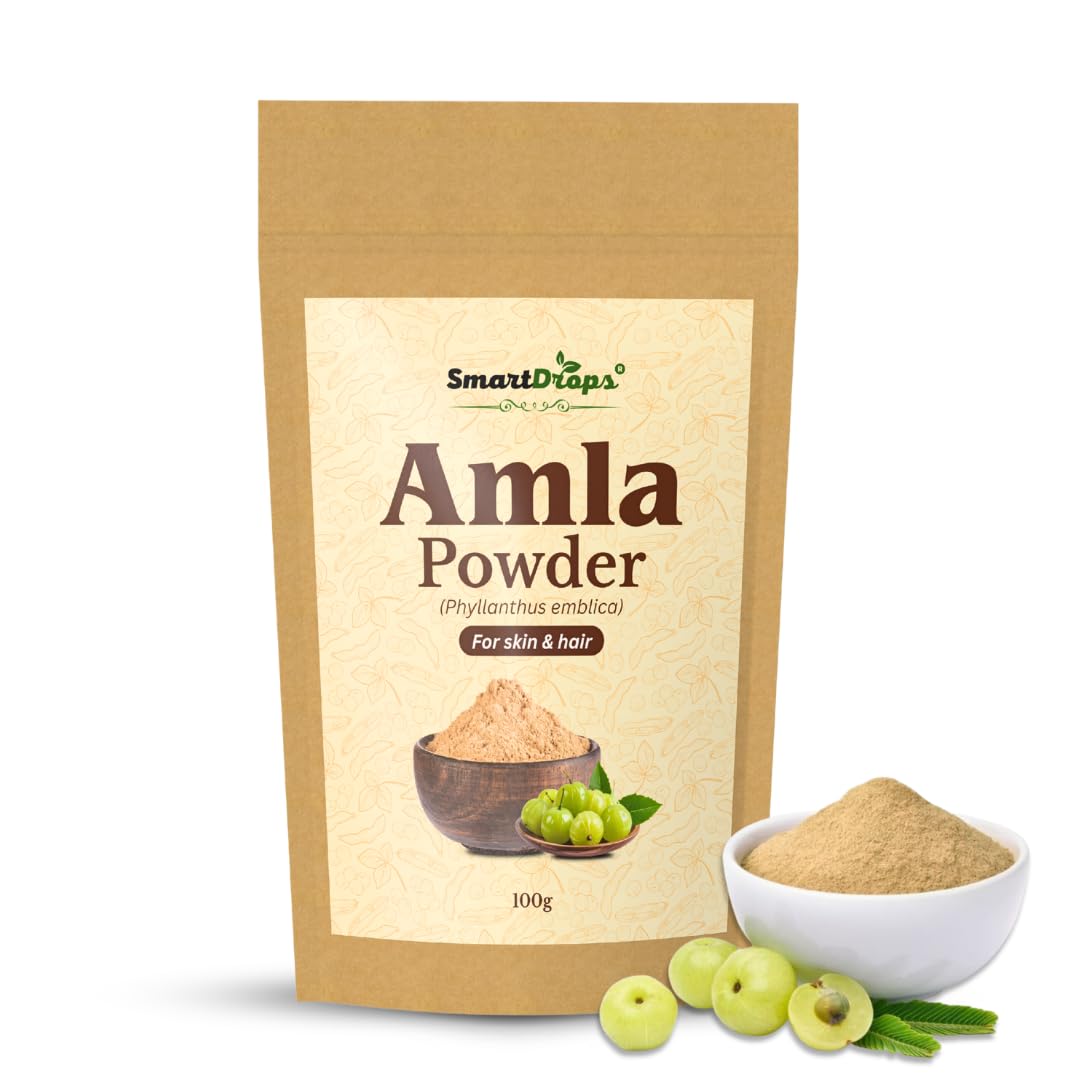 Smartdrops Amla Powder for Hair Care Natural Hair Pack Powder for Scalp Massage Hair Mask DIY Hair Care Routine | Indian Gooseberry | Ideal for Hair, Skin, or Culinary Use | 100g (Pack-1)