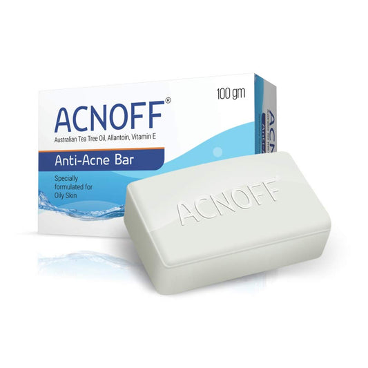ACNOFF Anti-Acne Bar 100 gm | For Skin prone to Acne & Blemishes | Specially Formulated for Oily Skin | Unclogs Pores | Effective Cleansing without causing Dryness or Irritation