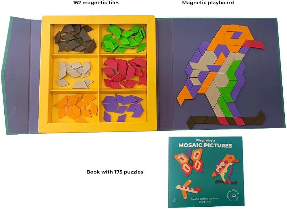 Pelikas Toyz Magnetic Tile Puzzle for Kids 5 to 7 Year Old| Learning and Educational Toys Games | Magnalogix Mosaic Pictures