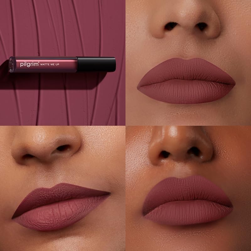 Pilgrim Liquid Matte Lipstick - Flirty Rose | Lipstick for Women with Hyaluronic Acid & Spanish Squalane | Transferproof, Long Lasting & Non Drying with Hydrating Ingredients 3gms