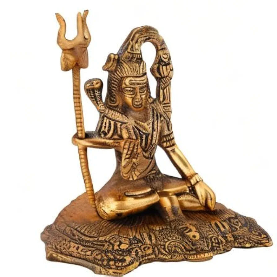 Collectible India Lord Shiva Idol Statue Gold Plated Shiva Idol Showpiece