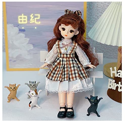 Tickles Set Movable Jointed Makeup Cute Girl Brown Eyes Fashionable Doll 30 cm Color Multicolor