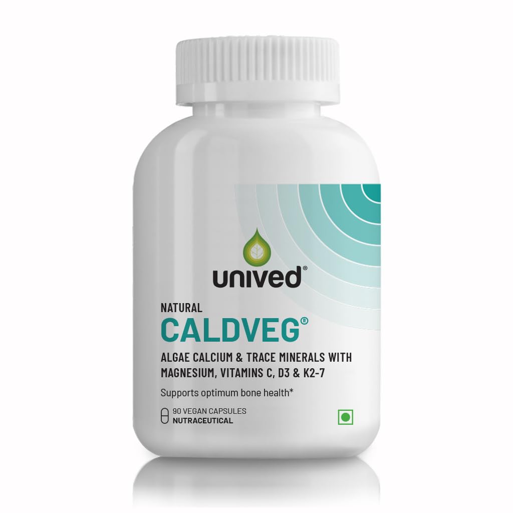 Unived Caldveg | Wholefood Plant-Based Calcium, Magnesium & 73 Trace Minerals, Vit D3 (Lichen), Vit K2-7 (Menaquingold) | Complete Supplement For Bone Health & Healthy Ageing, Capsule