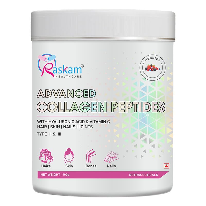 Advanced Peptide Collagen Powder | Hydrolyzed for Superior Absorption | Supports Healthy Skin, Hair, Nails, and Joints | Flavored & Easy to Mix (MixBerry,100gm)