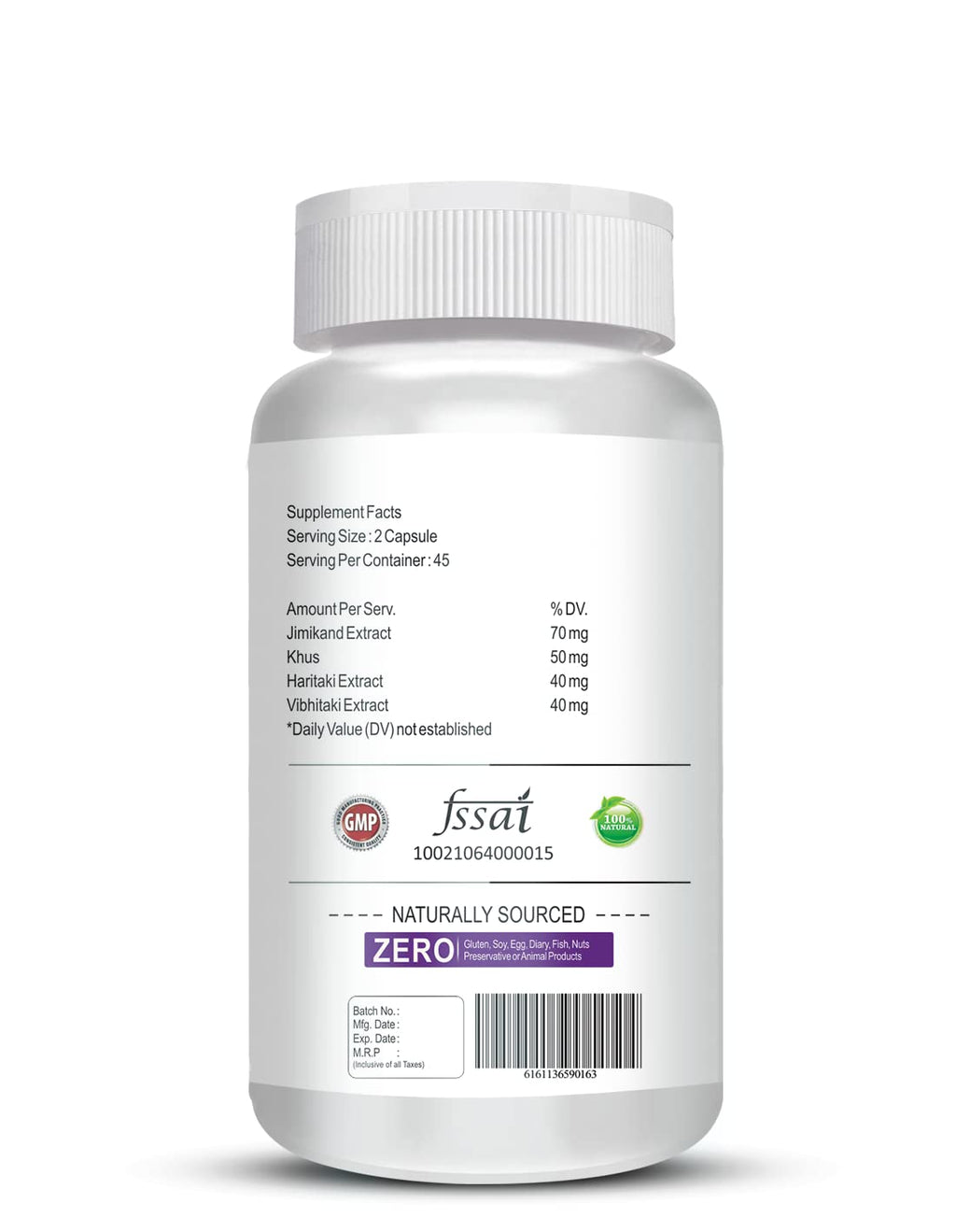 Vokin Biotech Piles Care Fast Relief Bavasir Hemorrhoid Support Piles (90 Capsules) Jimikand, Neem, Triphala