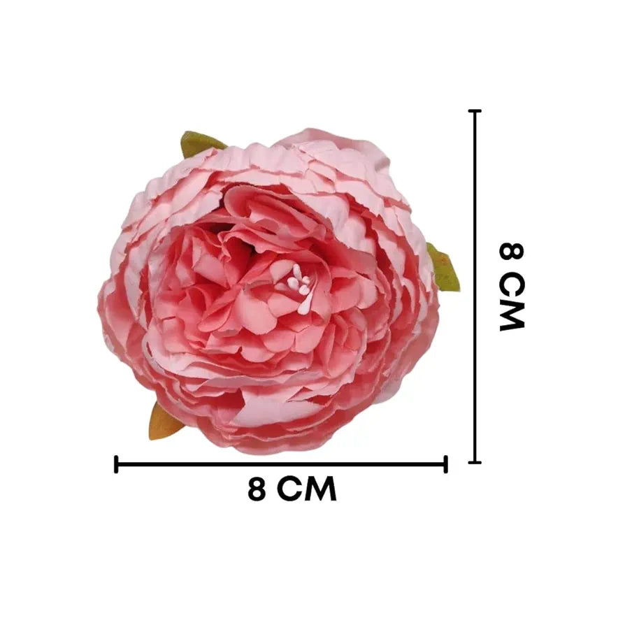 6 Pcs Artificial Fabric Rose Flower Heads Handmade Peony Style Flowers Light Pink