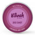 Vilvah Deo Shot - Lavender & Sage | Chemical-Free Underarm Deodorant for Odour Control & Dark Underarms | Absorbs Wetness, Soothes Skin | Natural Shea Butter | For Men & Women | 20g
