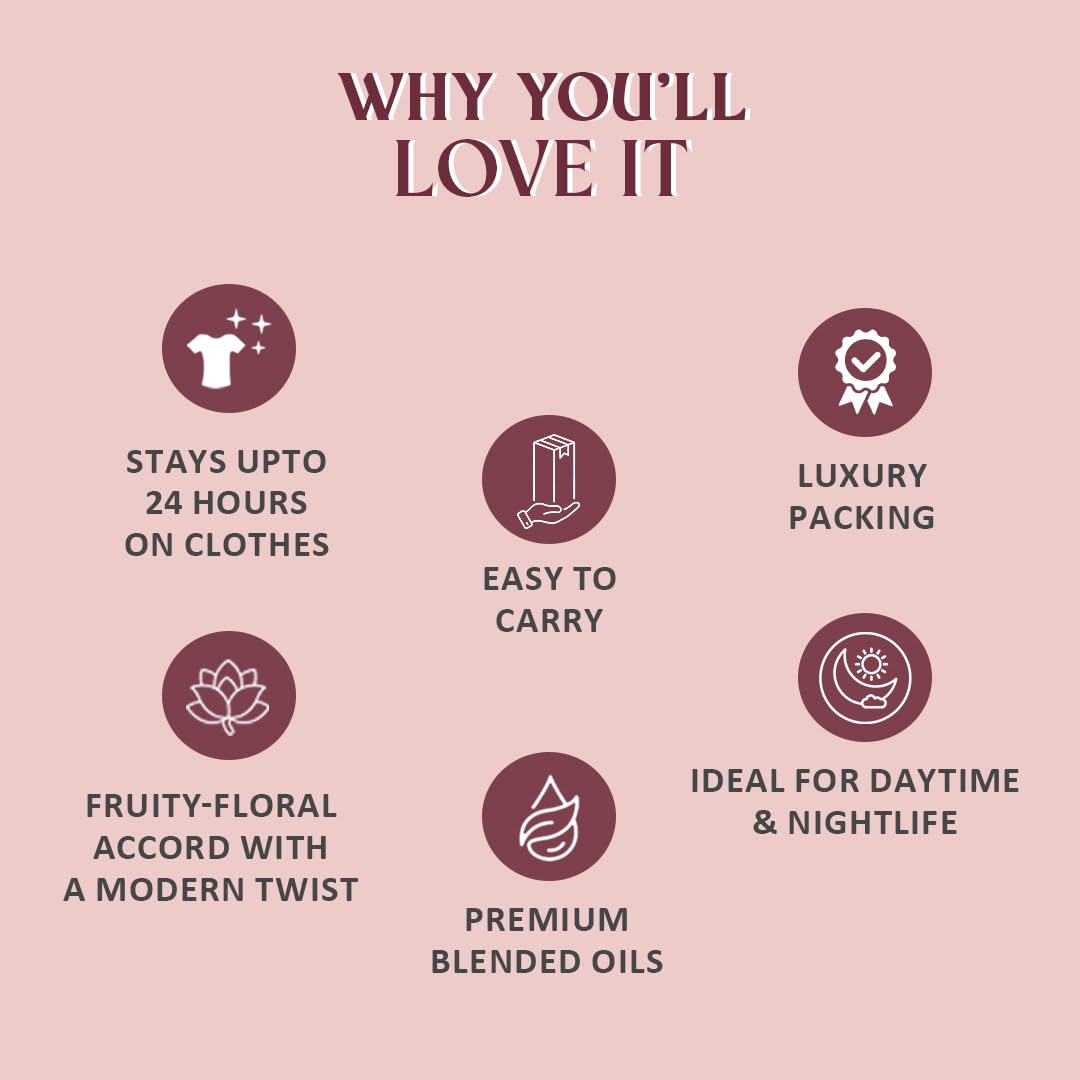 Glamveda Luxury Date Night | Long Lasting | Perfume for Woman 20ml | with Blackberry, Pear, Rose, Musk | Floral & Fruity Premium Fragrance Perfume for Women