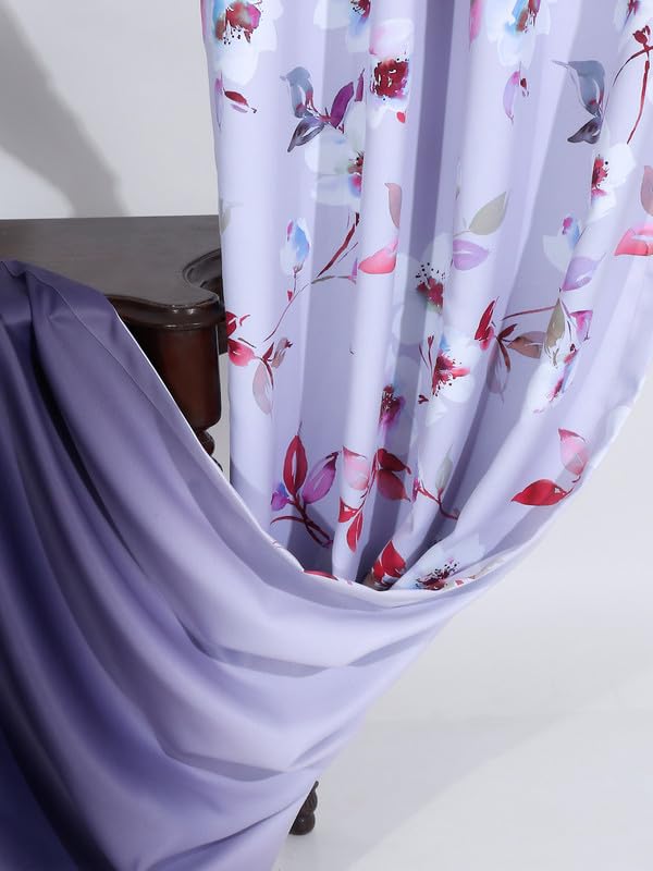 Cortina Double Sided Printed Reversible Door Blackout Curtains 220 Gsm | Door-7 Feet | White | Heather