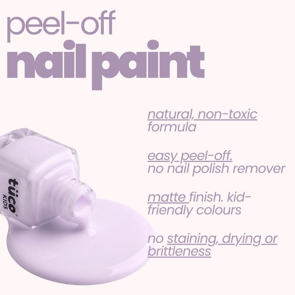 Tuco® Kids Water Based Safe Nail Polish for girls | Easy to Peel Off, Non Toxic, Natural & Safe for Kids | Play Safe with Chemical Free Nails for Daughters | Pack of 1x5ml | Purple