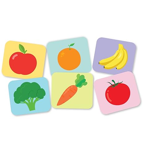 Popcorn Games & Puzzles Memory Game Fruits and Vegetables Board Matching Games Memory Game for Kids Age 2+