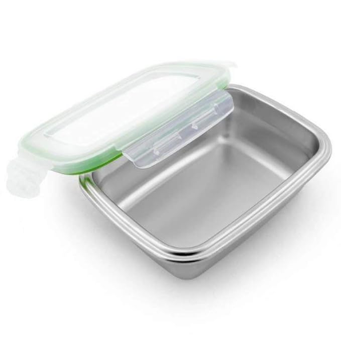 Femora Lunch Box High Steel Rectangle Heavy Duty Airtight Leakproof Unbreakable Storage Container With Lock Lid | 2800 Ml | Set of 2 | Silver