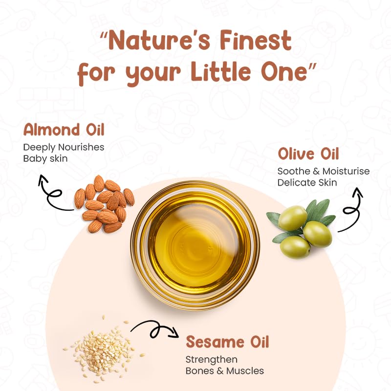 Mother Sparsh Nourishing Baby Massage Oil -100ml | With Almond & Avocado Oil | Non Sticky & Moisturizing Baby Oil for New Born