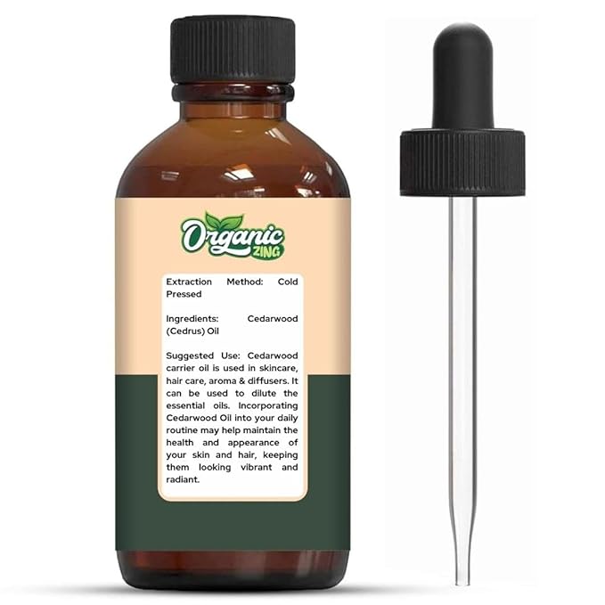 Organic Zing Cedarwood Essential Oil Skin for Skin, Face, Hair Care, Aromatherapy, Diffuser, Conditioner - 30 Ml