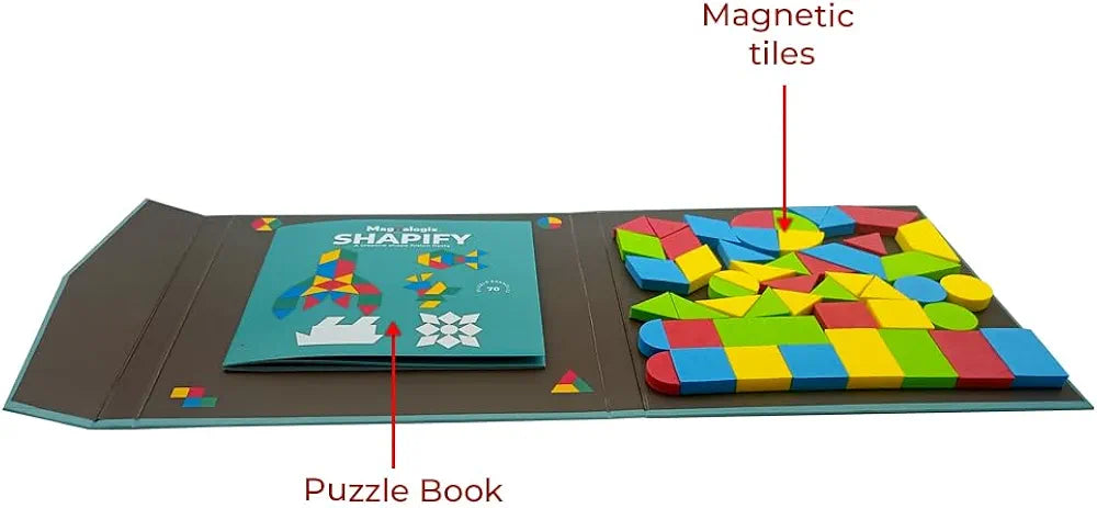 Pelikas Toyz Magnalogix Shapes Puzzle Toddler Magnetic, Shapify Magnetic Educational Montessori STEM Travel Toys for 3, 4, 5 Year Old Boys & Girls – Portable Road Trip Activity & Birthday Gift