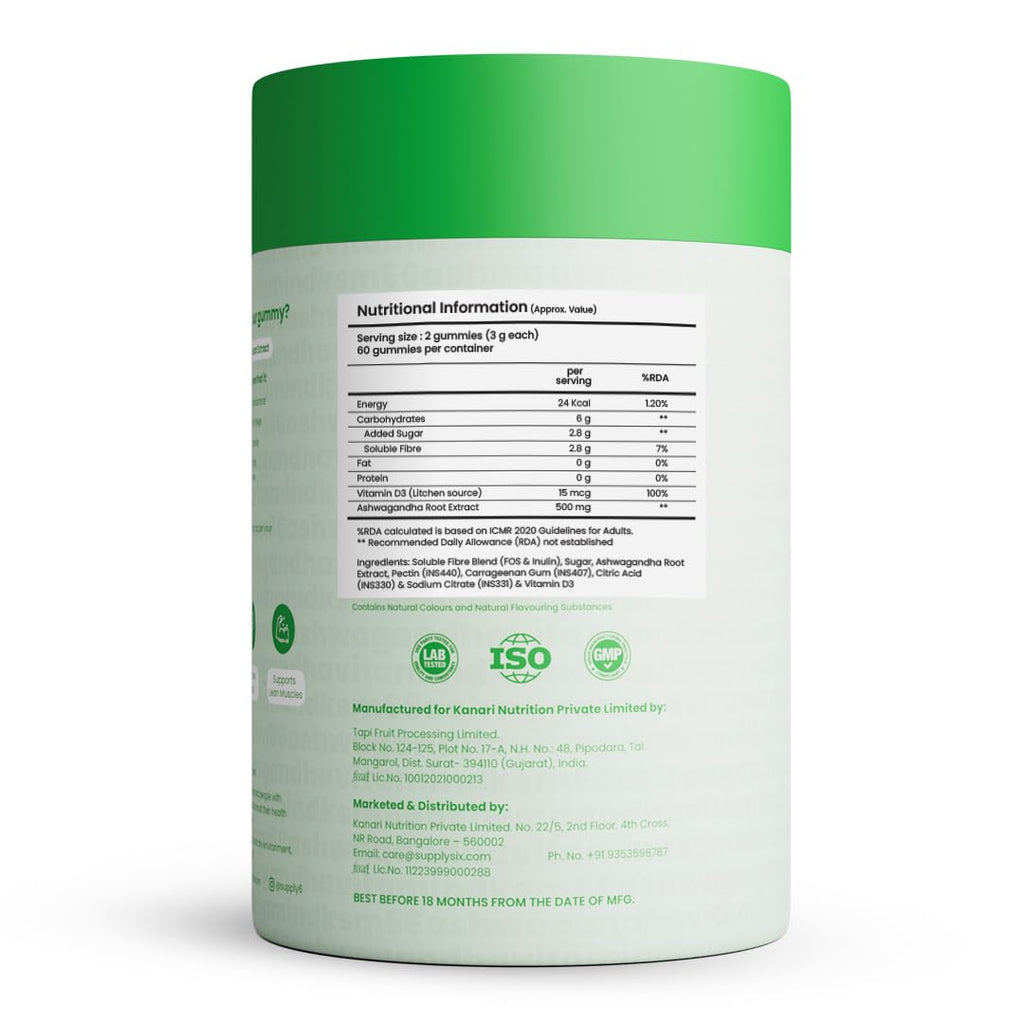 SUPPLY6 Stress Free Gummies with world's strongest KSM-66 Ashwagandha | Sleep Quality, Stress Relief, Boost Performance | Mixed Berry, Plant Based, Gluten-Free & Gelatin Free, 60 Gummies