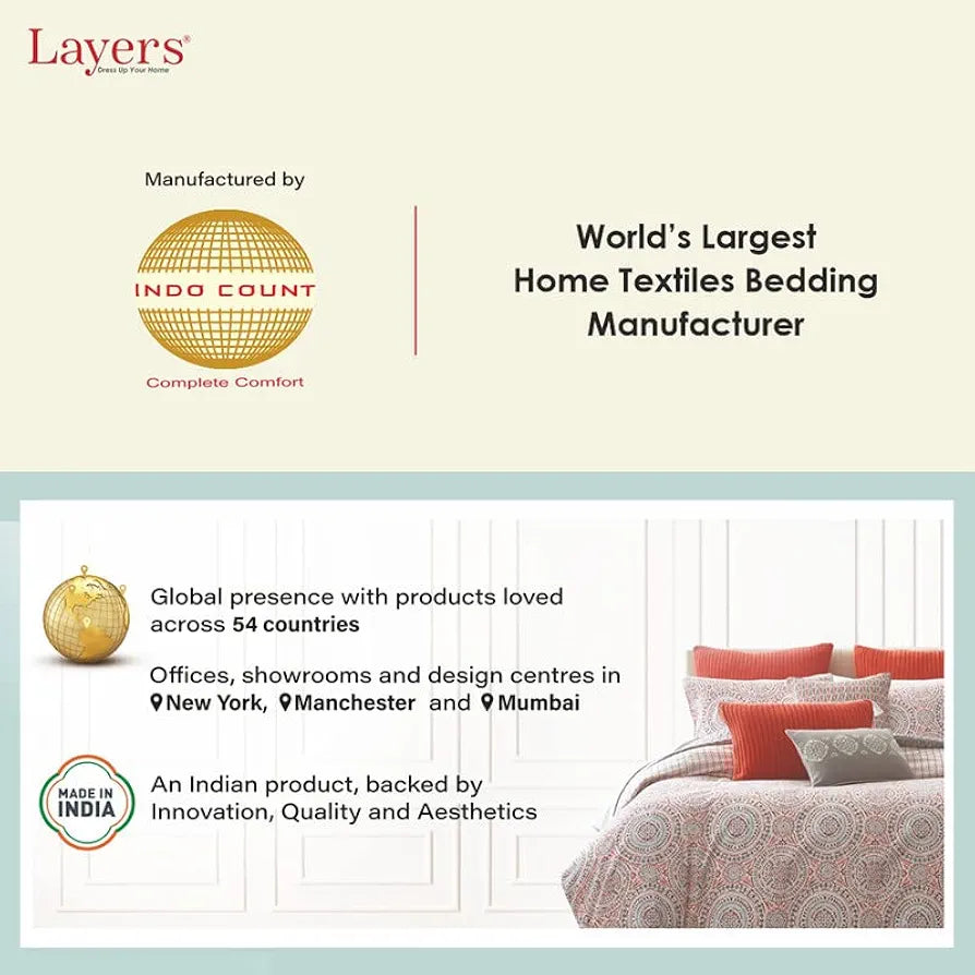 Layers Classic Cotton Bedsheet Set for All Seasons Lightweight 104 TC Queen Size Brown Floral Pattern
