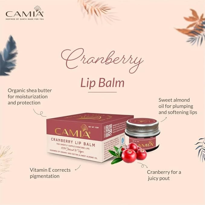 Camia- Natural Cranberry Lip Balm for Healing Dry & Chapped Lips - 5 gms