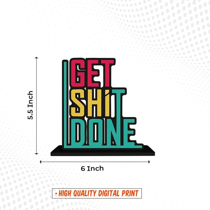 Artvibes Wooden Idols and Figurine Get Done Motivational Quote Table Decor for Office Desk | Home Decoration