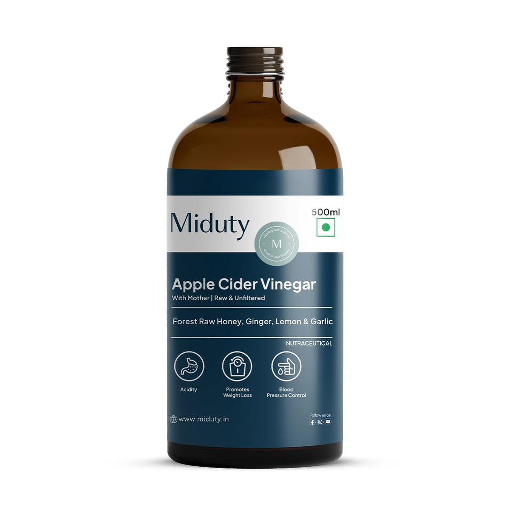 Miduty Palak Notes Apple Cider Vinegar | Apple Cider Vinegar supplement | Weight loss Supplement | Apple Cider Vinegar syrup | Digestive enzyme Supplement (Honey, Ginger, Lemon, Garlic)