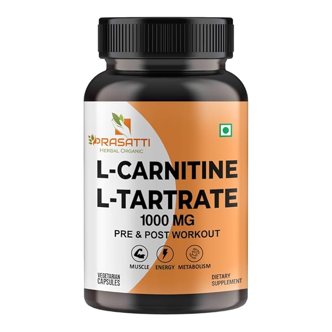Prasatti Herbal Organic Plant Based L-Carnitine L-Tartrate Capsules - 60 Veg Caps