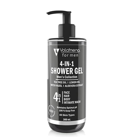 Volamena 4 in 1 Shower Gel Face Body Hair & Intimate Wash for Men - 300 ml