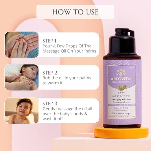 AreoVeda Dermatologically Tested Baby Massage Oil - 50 ml