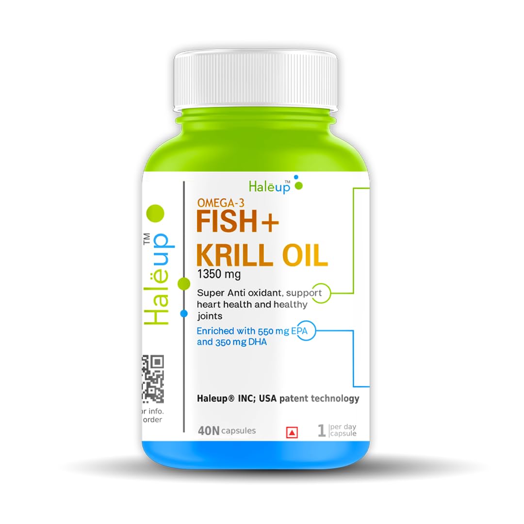 Haleup Fish Oil Softgel Capsules 1350 mg || Researched in USA || Healthy Heart || Brain|| Immunity(Pack of 1 (40 capsules))