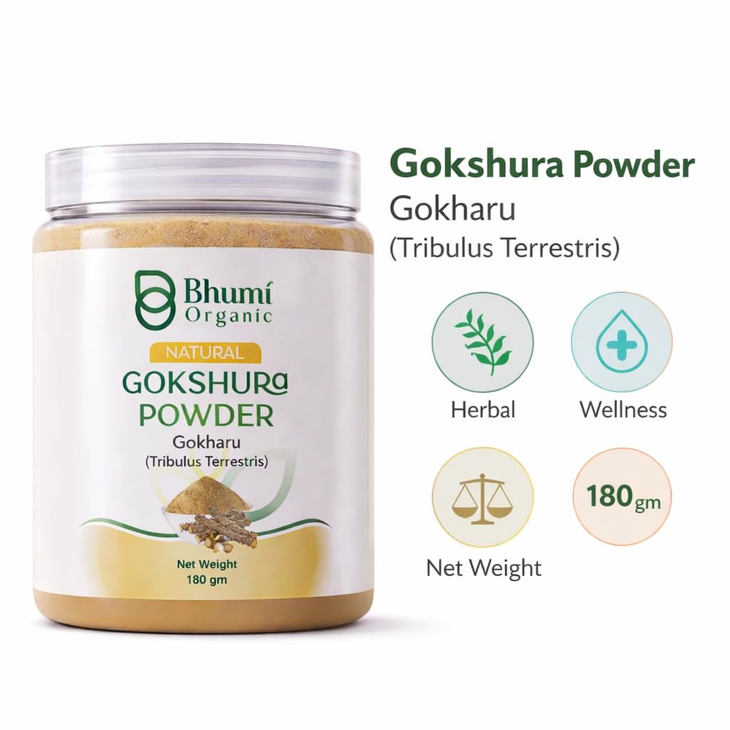 Gokshura (Tribulus Terrestris) Powder, 180g, Natural Herbal Supplement, GMO-Free