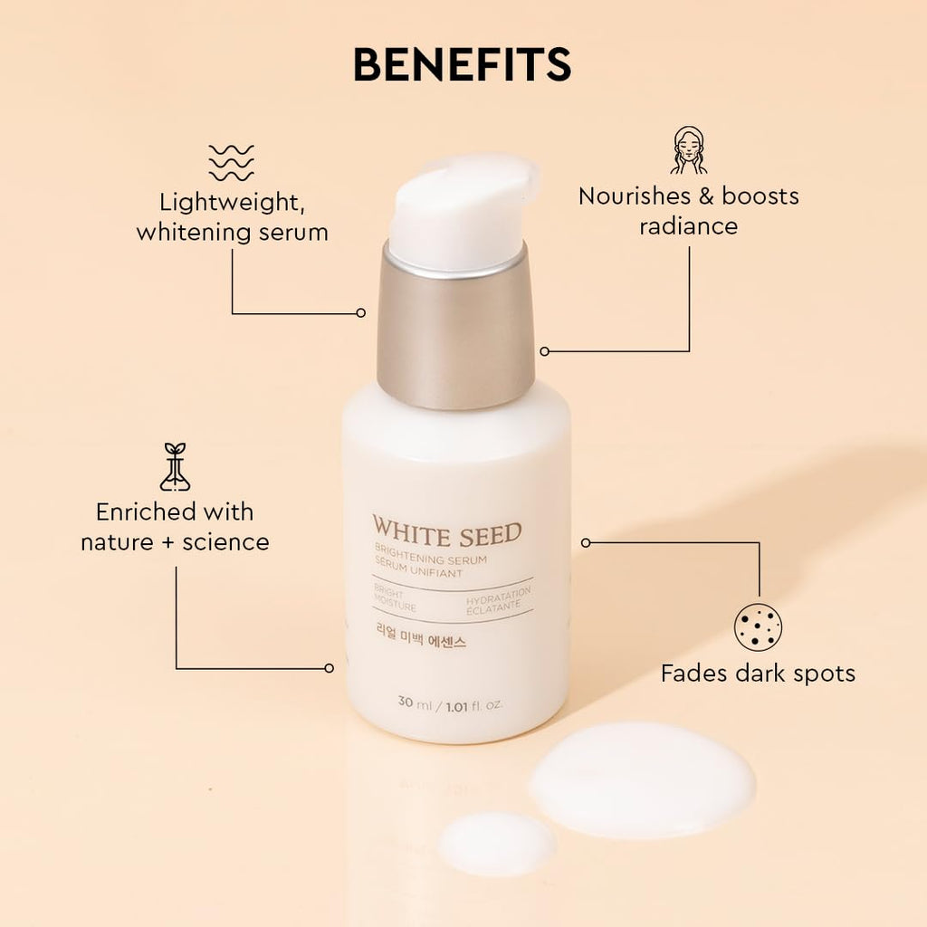 The Face Shop White Seed Brightening Face Serum with Niacinamide & Hyaluronic Acid |For Dark Spots, Dullness & Acne Scars | Suitable for Normal,Oily, Dry,Combination Skin|Sulphate & Paraben Free,30ml