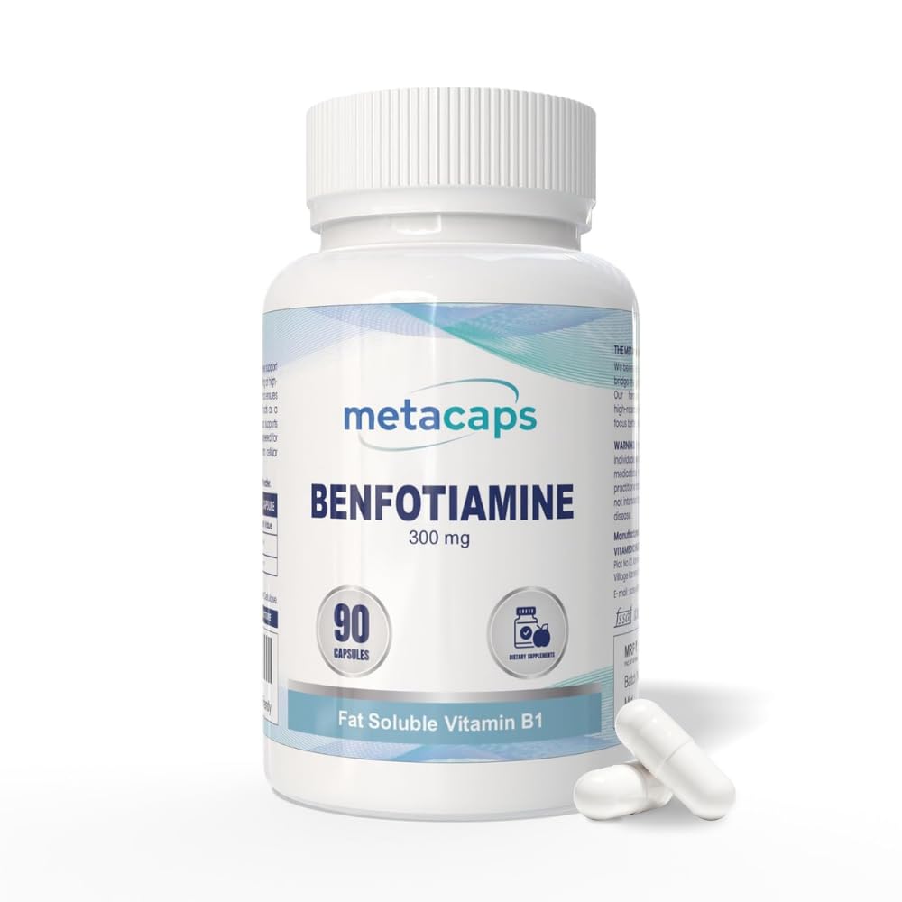 MetaCaps Benfotiamine 300mg Supplement – 90 Veg Capsules | High Absorption Fat-Soluble Vitamin B1 | Supports Nerve Health, Sugar Metabolism & Cellular Energy | Non-GMO & Vegan Friendly