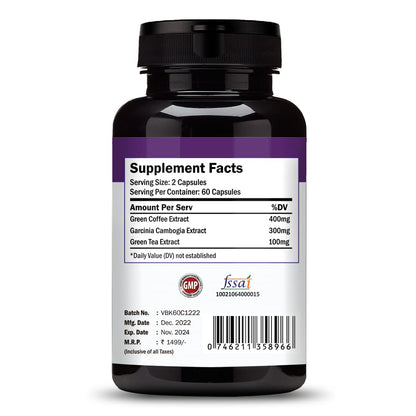 Vokin Biotech Keto Advanced with Green Coffee Extract For Weight Management | Appetite Control Supplement for Men & Women Capsules (Black)