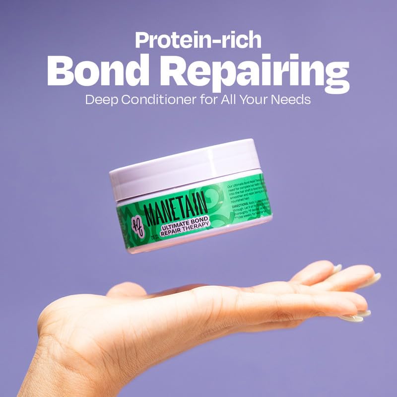 Manetain Ultimate Bond Repair Therapy 100gm | Deep Repair Curl Conditioner for Curly Hair Women & Men | Strengthening Conditioner for Frizzy Hair with FiberHance™, Plant Keratin & Ceramides | CG‑Friendly