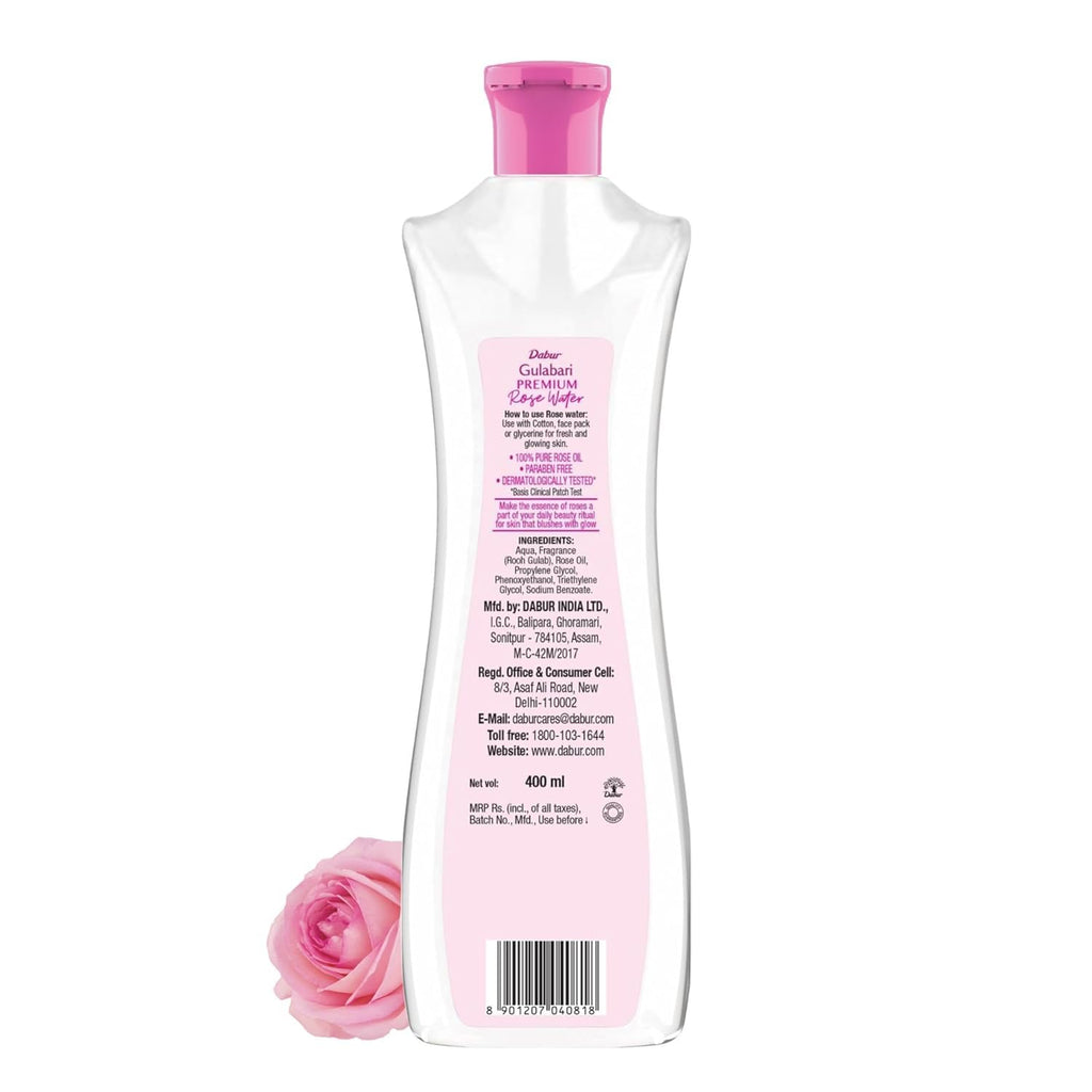 Dabur Gulabari Premium Rose Water/Face Toner | No Paraben | Alcohol Free | Cleanses, Hydrates & Moisturises Skin | Balances & Restores Skin's pH Levels | For All Skin Types