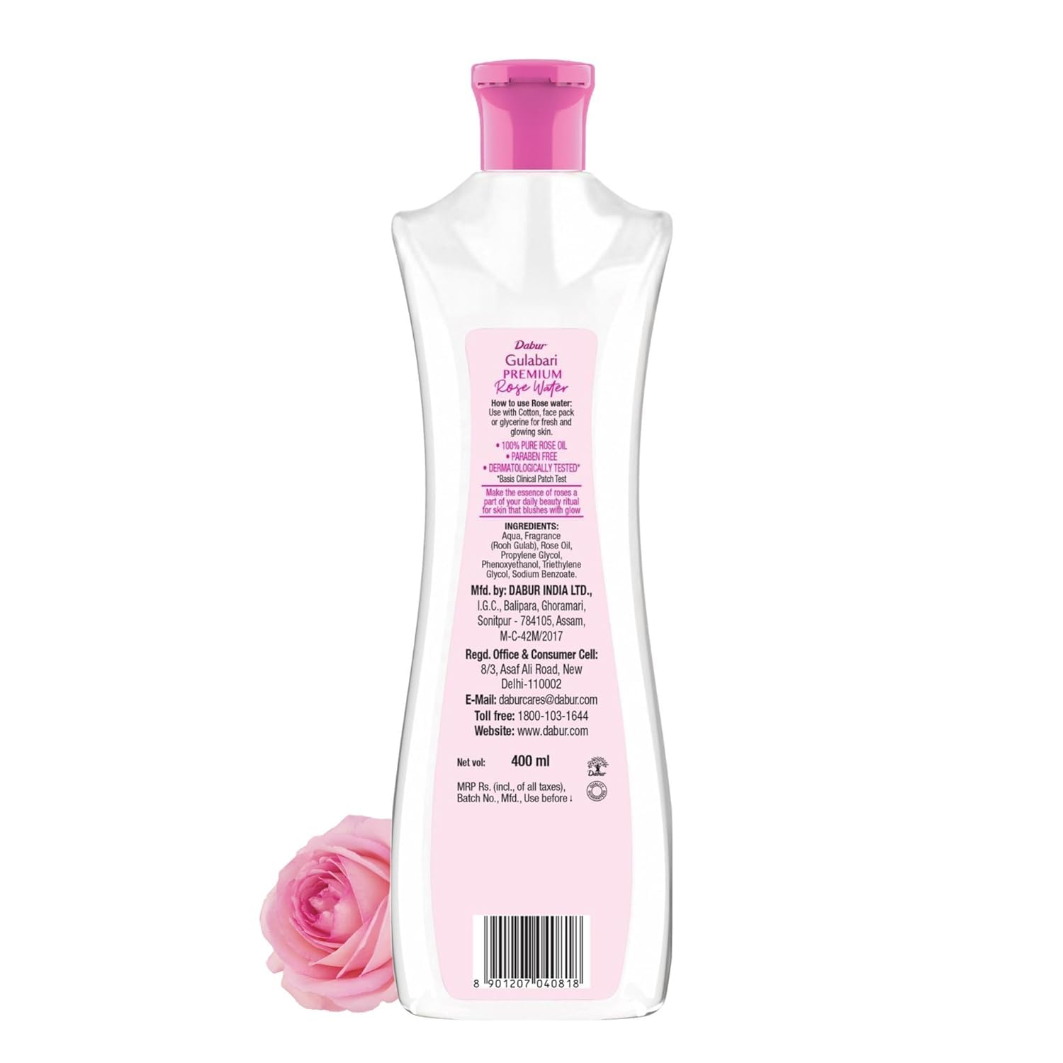 Dabur Gulabari Premium Rose Water/Face Toner | No Paraben | Alcohol Free | Cleanses, Hydrates & Moisturises Skin | Balances & Restores Skin's pH Levels | For All Skin Types