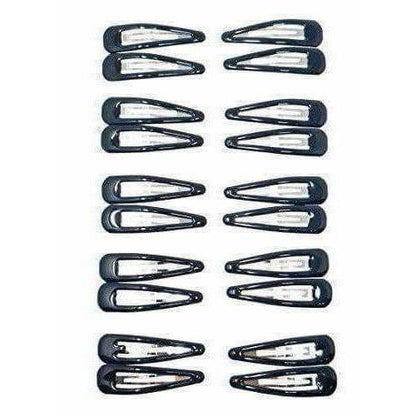 Black Hair Clips - Pack of 20 Tic Tac Everyday Wear Glossy Black Metal