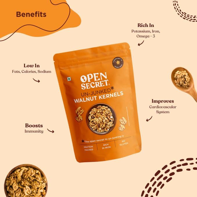 Open Secret Premium Walnut | 200g | Walnuts, Walnuts Without Shell, Akhrot, walnut Kernel, Dry Fruits, Healthy Snacks, Walnut Kernel with Gluten Free Healthy Lifestyle, High Fibre (Pack of 1)