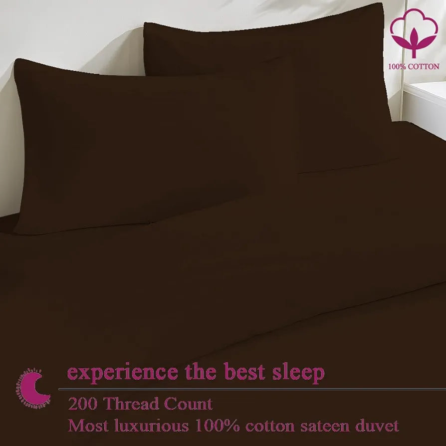 Trance Home Linen Zippered 100% Cotton 200TC Satin Stripe King Size Duvet Cover Quilt Cover Blanket Cover Razai Comforter Cover with 2 Pillow Covers Colour Copper Rust