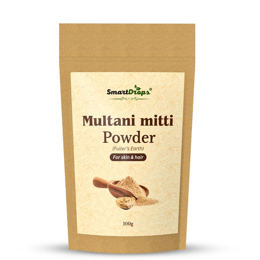 Smartdrops Multani Mitti Powder for Hair and Skin Care Fullers Earth Face Pack Hair Pack and DIY Beauty Routine Powder | 100g (Pack-1)