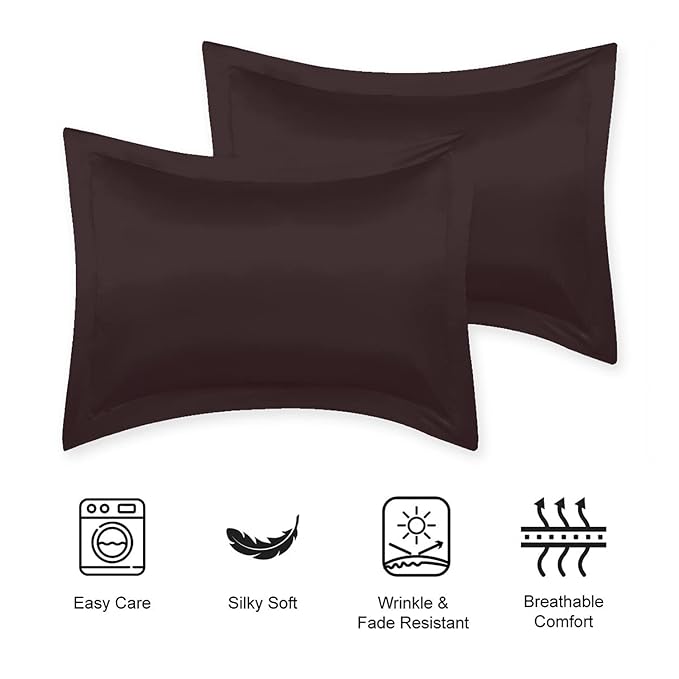 Stoa Paris Pillow Covers, Set of 2 Pieces Satin Pillow Covers Colour Chocolate